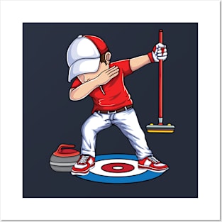 Dabbing Curling player curling rocks Broom curler Curling Posters and Art